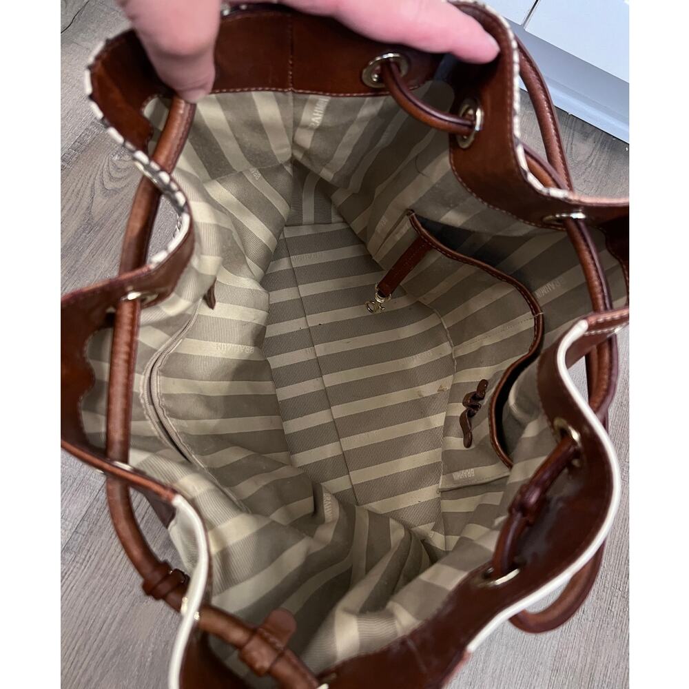 Brahmin Amy Leather Shoulder Drawstring Bucket Bag Purse - Picture 7 of 7